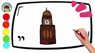 😊❤️How To Draw a Clock Tower | By Step 👩‍🎨Painting & Coloring #howtodraw #drawidea #drawingseasy