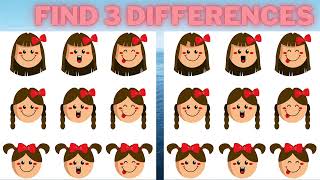 Find 3 Differences in 90 Seconds | Video 157 | Girl faces