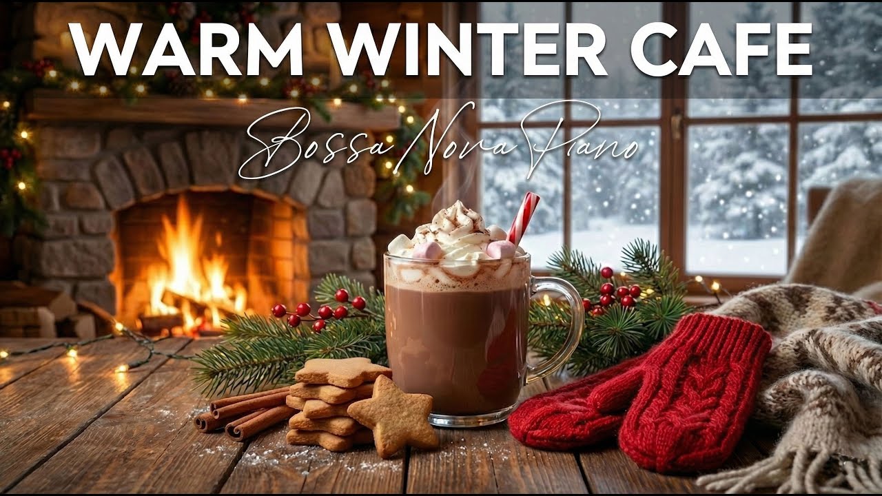 Warm Winter Café Jazz ❄️ Fireplace Ambience & Soft Background Music