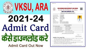 Vksu, Ara Admit card Download 2021-24 | Vksu Admit Card Video 2023