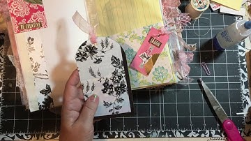 Dollar Tree Junk Journal Challenge Part 4 - Add Embellishments & Items Tutorial | dearjuliejulie