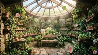 Cozy Hobbit Hanging Garden Ambience | Cabin Fireplace Ambience