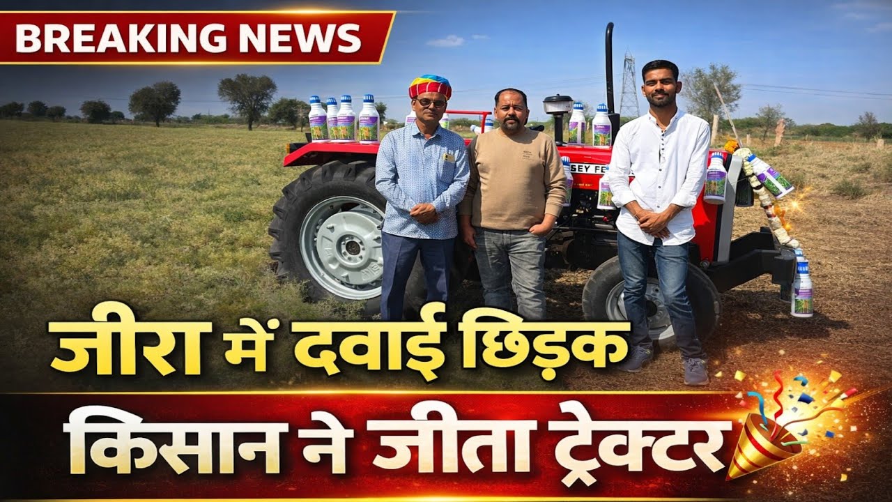 जीरा में दवाई छिड़क किसान ने जीता ट्रैक्टर | Kisan | Trector Win | Farmer | Farming | Jeera