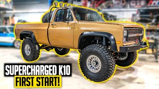 Lifted LT4 Swapped Squarebody Build First Start Up!  Supercharged Chevy OffRoad K10 Build Ep. 9