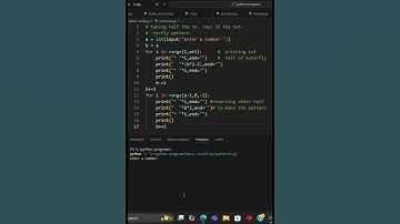 Interview Question:"Butterfly Pattern Code in python" #shorts#viral#viralvideo #python #shorts video