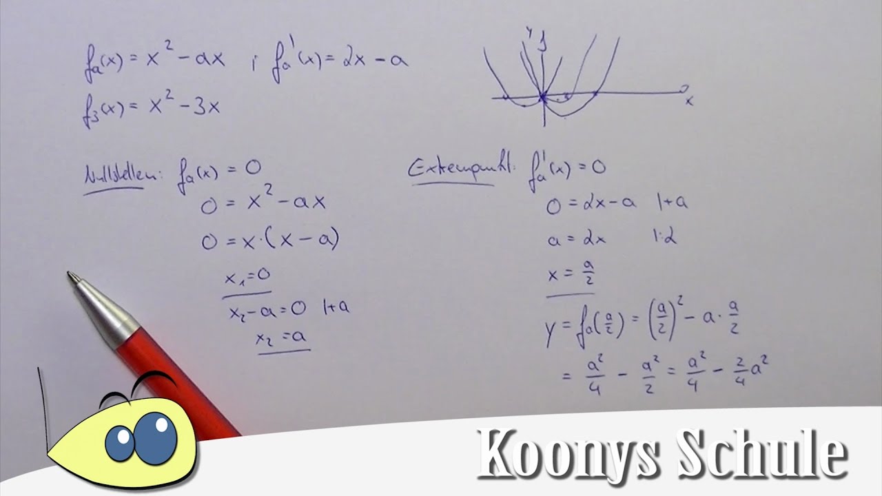Nullstellen Extrempunkt Bei Funktionsschar X Ax Beispiel Analysis Youtube