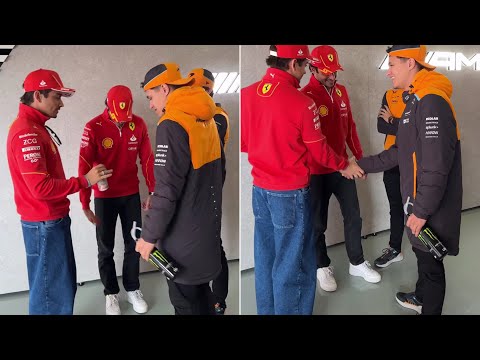 Lando Norris & Carlos Sainz making fun of Charles Leclerc pants | Driver's Parade BTS