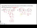 Understanding Multi-Step and Literal Equations