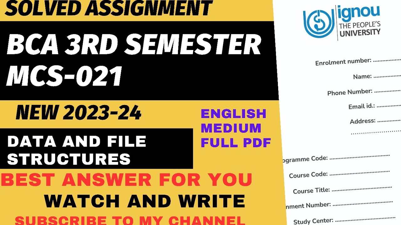 ignou bca 3rd sem assignment 2023