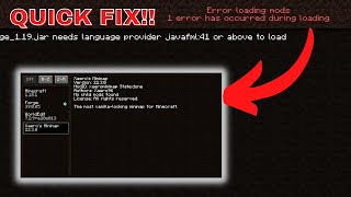 Fix Minecraft Mod Needs Language Provider Javafml