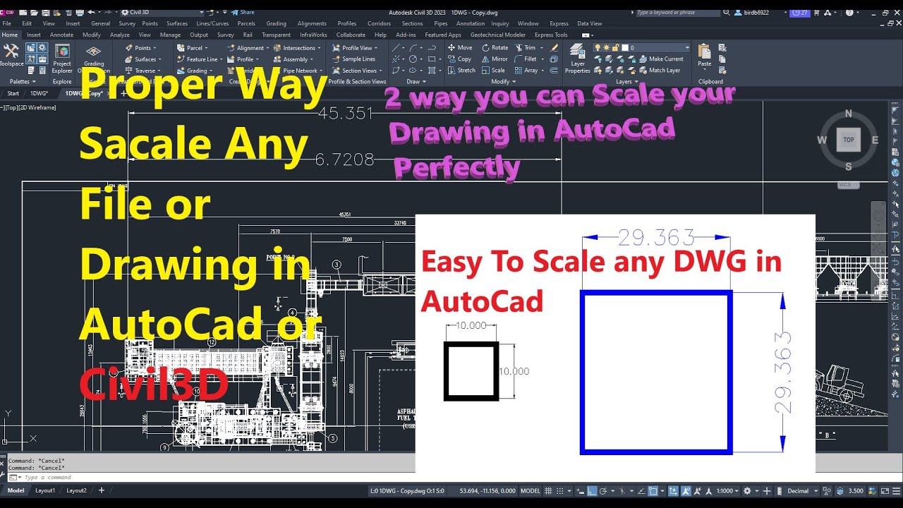 how to Scale any Drawing in AutoCAD or Civil 3d - YouTube