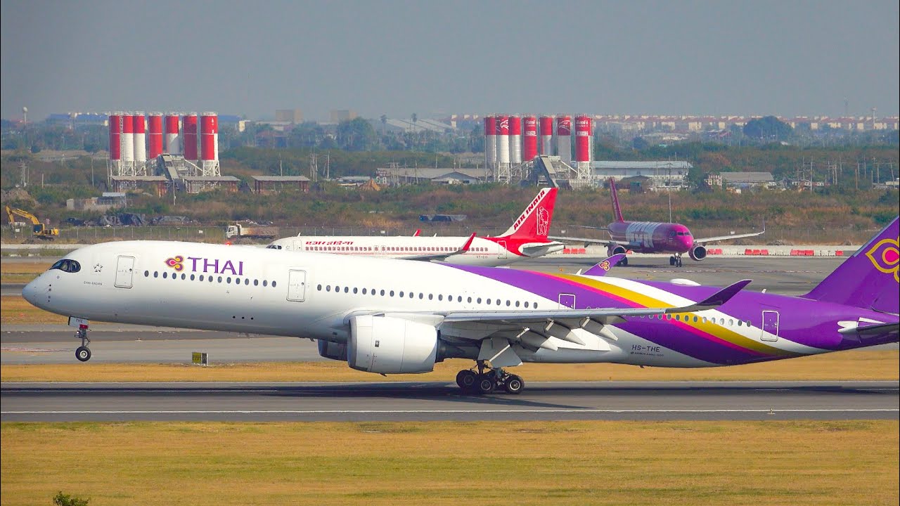 ✈️🇹🇭30 Takeoffs & Landings AIRCRAFT in BANGKOK SUVARNABHUMI INT'L AIRPORT | B757,A380,A359[BKK/VTBS]