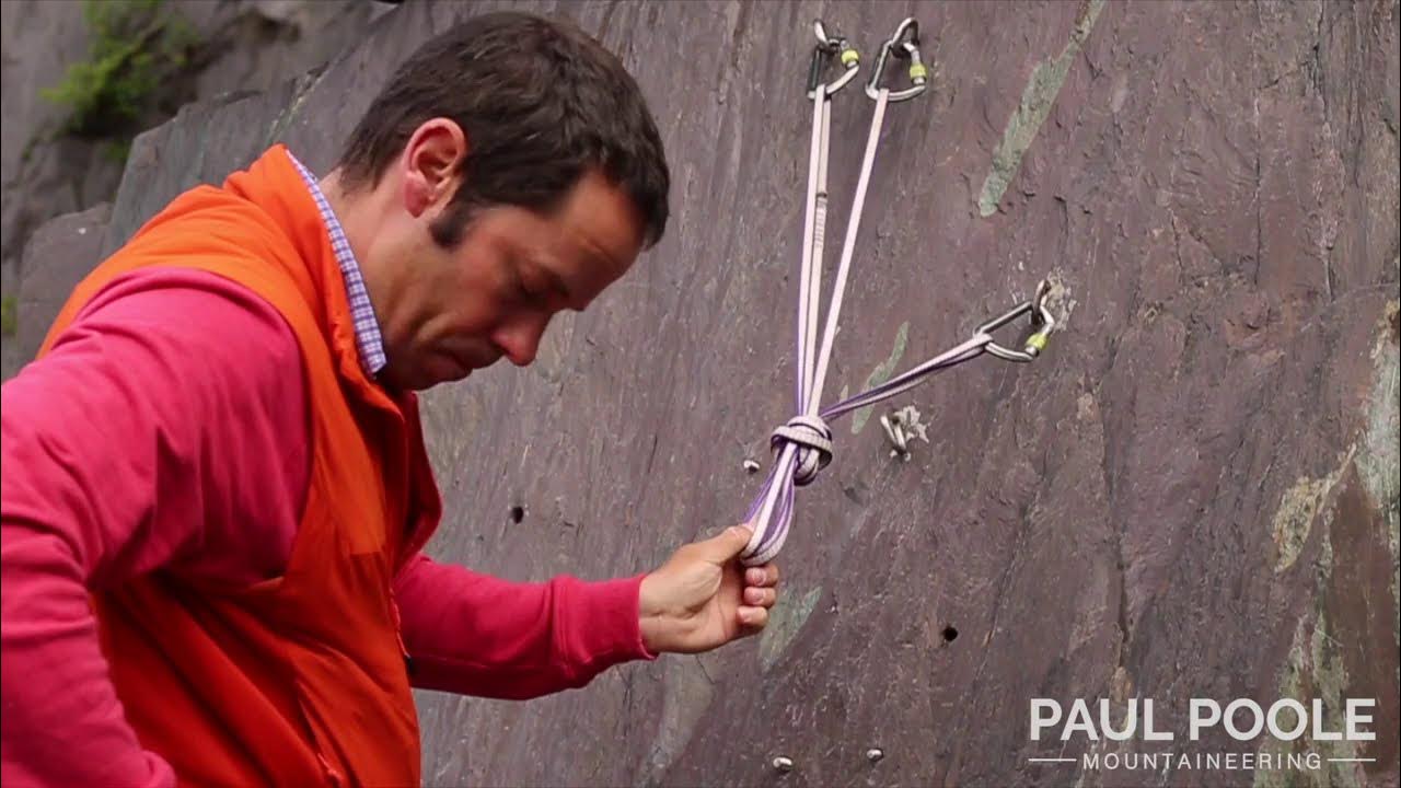 Building a Climbing belay with a sling to 3 anchor points YouTube