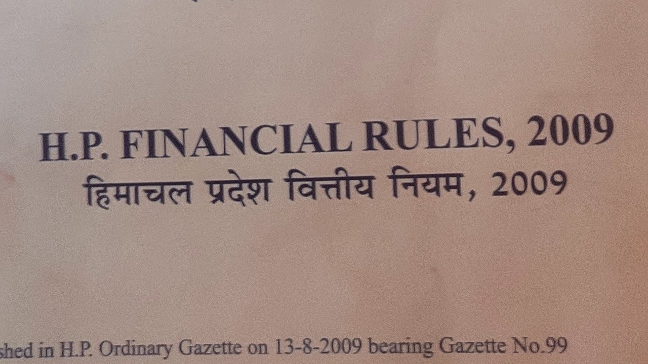 book review of H. P financial rules 2009 for departmental exam