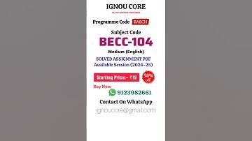 BECC 104 Solved Assignment PDF 2024-25 in English, BAECH program BECC-104 Solved assignments