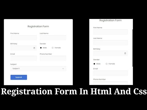 Registration form in html and css - YouTube