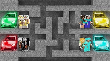 Minecraft NOOB vs PRO: FAMILY HOW NOT TO DIG TREASURE CAR MAZE CHALLENGE! 100% trolling