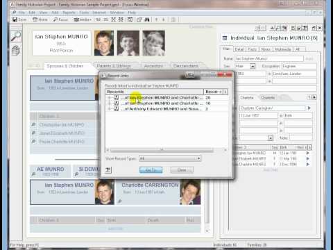 Family Historian Merging Duplicate Family Records