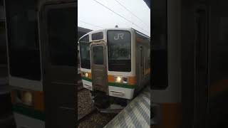【桐生駅】両毛線（211系電車。JR東日本）高崎駅行の発車（群馬県桐生市・鉄道） JR EAST Ryōmō  Line at Kiryū Station in Gunma, JAPAN TRAIN