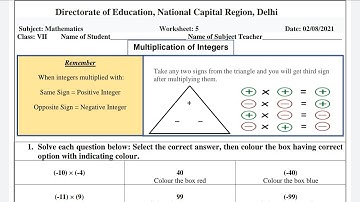 WORKSHEET 5 CLASS 7 MATHS  (ENGLISH MEDIUM) MONDAY 2 AUGUST 2021