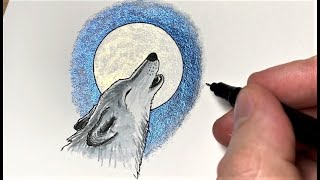 Dessiner un loup au clair de Lune super facilement !