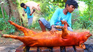 Primitive Technology: Amazing Big Pork Catch and Cooking And Eatting Delicious | Hunter Cooking