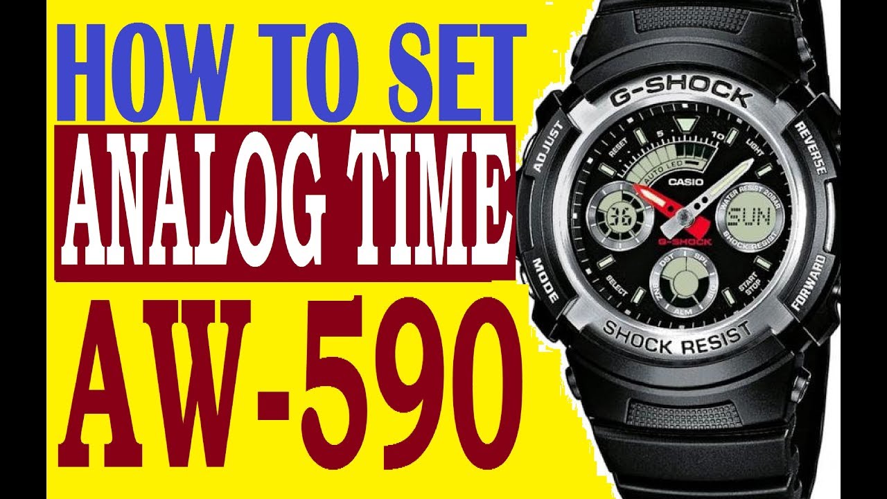 How to set analog time on G-Shock AW-590 manual 4778 for use - YouTube