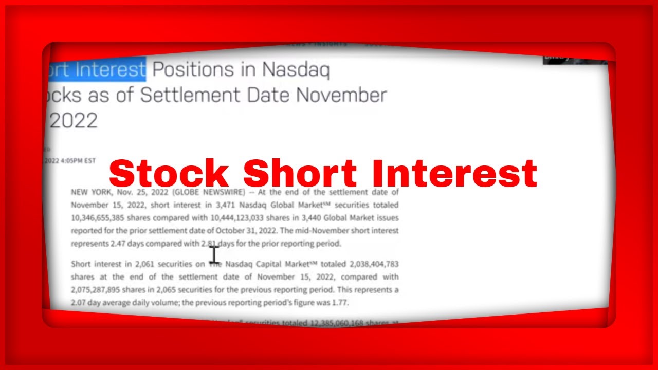 Stock Short Interest YouTube