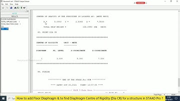 How to add Floor Diaphragm & to find Diaphragm Centre of Rigidity (Dia CR) for a structure in STAAD?