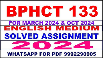 bphct 133 solved assignment 2024 | bphct 133 solved assignment in english 2023-24 | bphct 133 2024