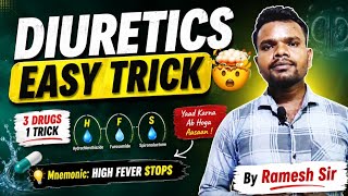 🔥 Diuretics Drugs Easy Trick in 30 Seconds 🤯💧! By Ramesh Sir