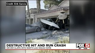 Driver slams into North Las Vegas home in hit-and-run crash