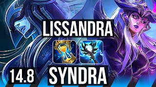 LISSANDRA vs SYNDRA (MID) | 5\/3\/21, 500+ games | NA Diamond | 14.8