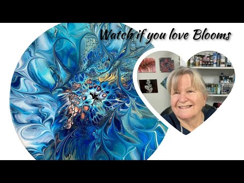(1153) Modified Bloom Technique, on a Record, Acrylic Paint Pouring💙🧡💙💛 ...