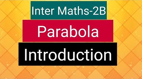 Inter Maths-2B - Parabola- Introduction