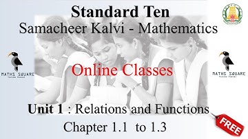 10th std samacheer maths online class - Unit 1 : Relations and Functions