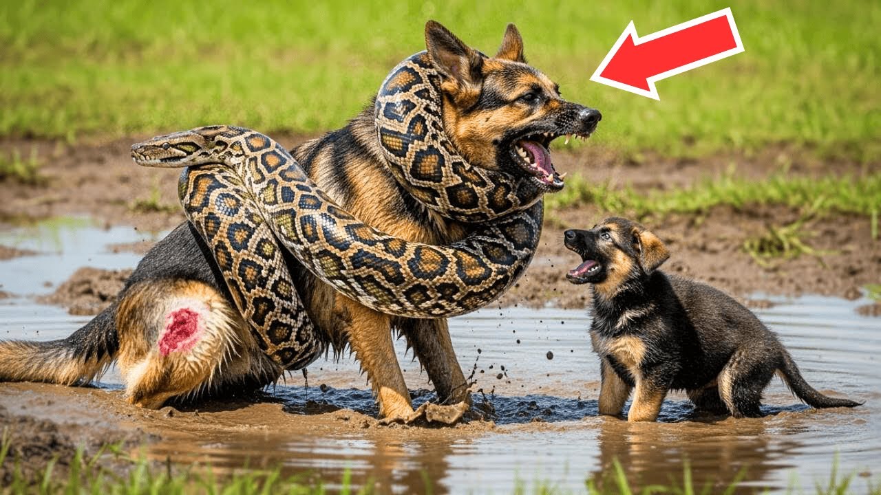 Mother Dog Trapped in a Giant Python’s Deadly Grip—Her Puppies’ Next Move  Will Make Everyone Cry!