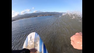 Solo Sandspit-  2-3ft strong offshore wind - Surfing POV
