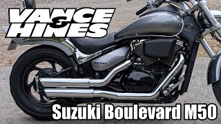 Suzuki Boulevard M50 Vance & Hines Twin Slash Exhaust (Quiet Baffles)