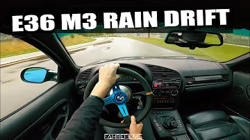 BMW E36 M3 Street Rain Drifting POV! RAW Pure Sound