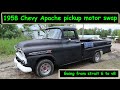 1958 Chevy Apache Fleetside, getting a motor upgrade inline 6 cyl to v8 swap