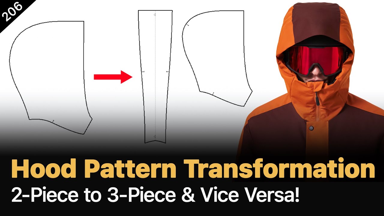 Hood Pattern Making Convert a 2-Piece Hood into a 3-Piece Hood | Pattern Making Tips - YouTube