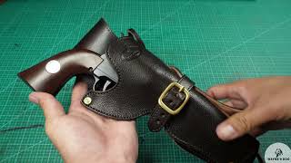 Pure Handmade Leather Revolver Holster, Ambidextrous Cowboy Western Gun Holster. By Wayne.