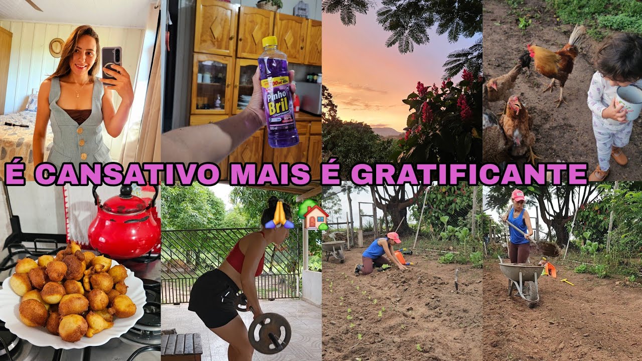 ROTINA DE UMA MÃE,DONA DE CASA QUE MORA NA ROÇA/RECOMECEI A HORTA/BOLINHO DE CHUVA FOFINHO/CHUVA PR