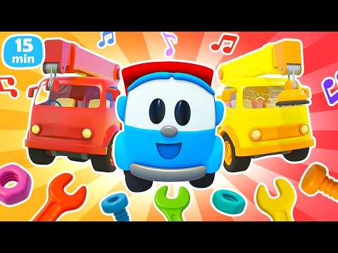 Песенки для малышей про цветные автокраны, бульдозер и животных с Грузовичком Левой 🚚🎵