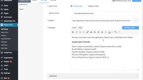 Setting up Email Notification in WP Fluent Form