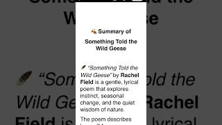 Something Told the Wild Geese Summary