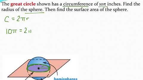 Working backwards from the circumference of a great circle to find the radius and surface area of a
