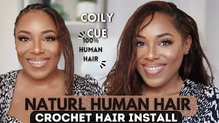 INSTALLING COILY CUE NATURAL WAVE HUMAN HAIR CROCHET HAIR| LIA LAVON