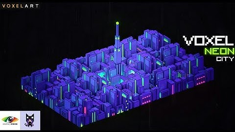 Magicavoxel | Creating a 3D Isometric beautiful neon city scene (Speed Art)